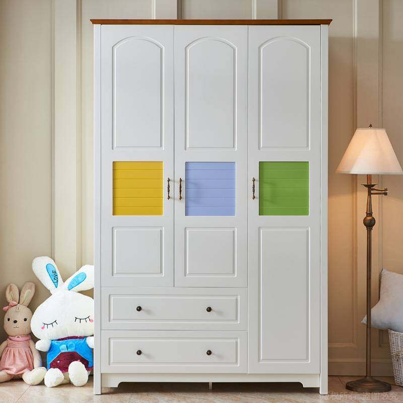 北欧现代三门柜子开门式地中海儿童3门衣柜立柜经济型组装衣橱