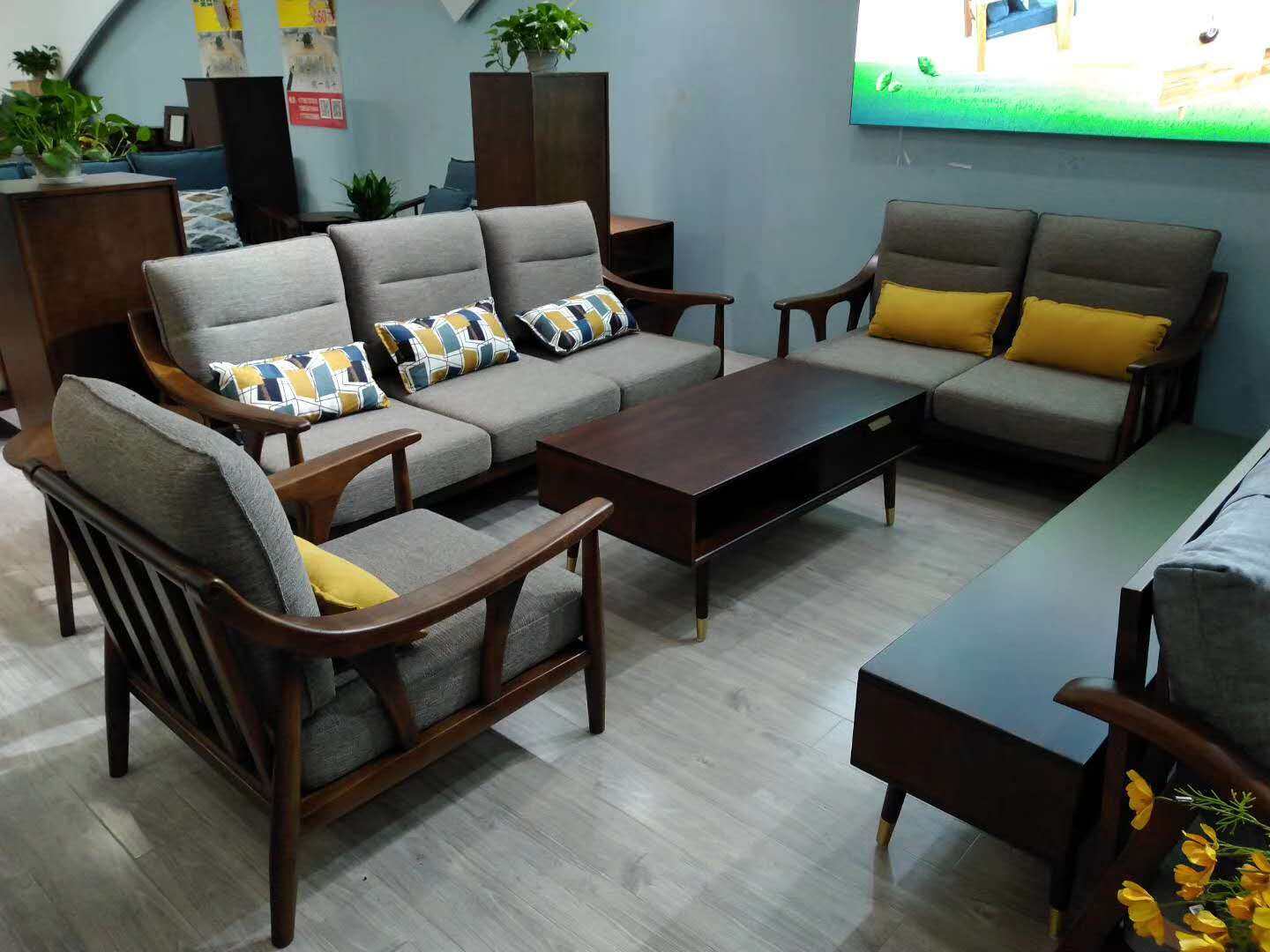 领秀北欧实木套房家具2茶几电视柜