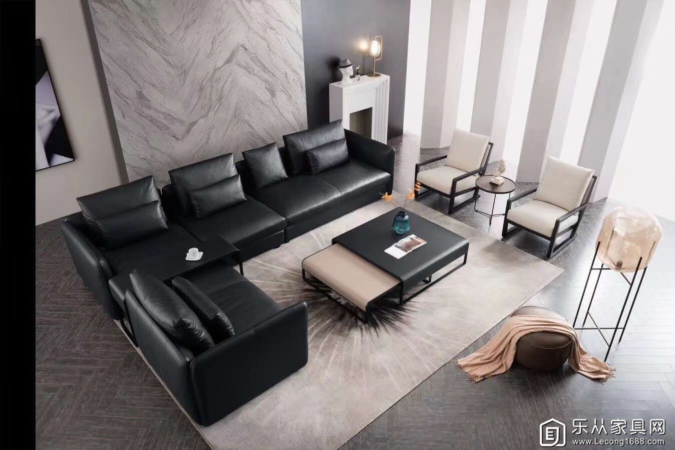 苏创家具 turri沙发轻奢风格意式轻奢真皮沙发 港式样板房设计师宾利