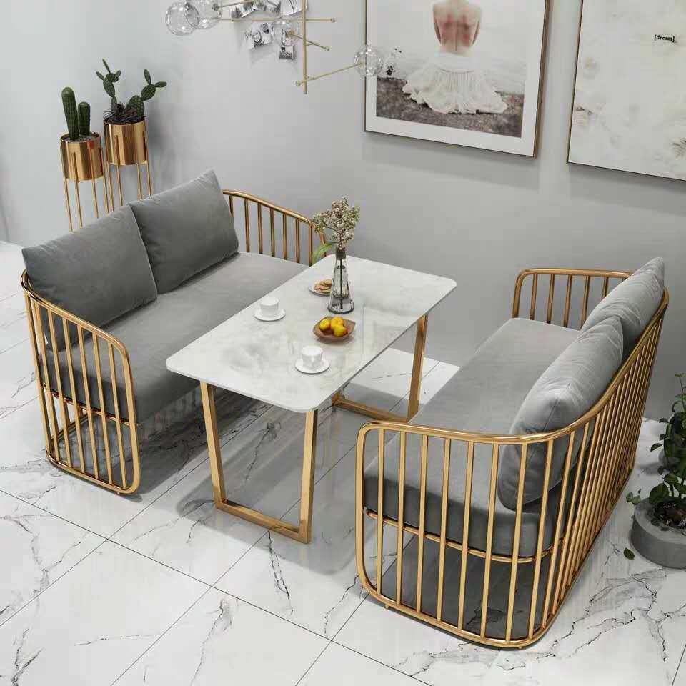 卡座甜品奶茶店接待室桌椅组合咖啡厅洽谈休息区茶几沙发双人休闲卡座