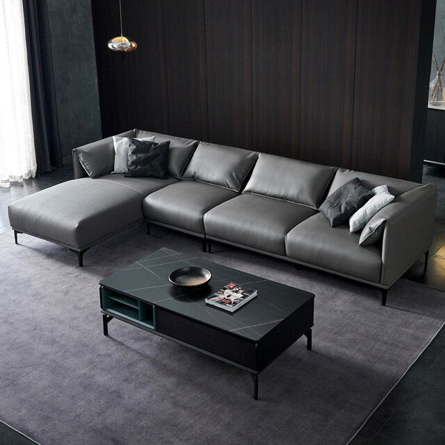 真皮沙发轻奢意式极简大小户型北欧皮艺头层牛皮羽绒乳胶客厅沙发